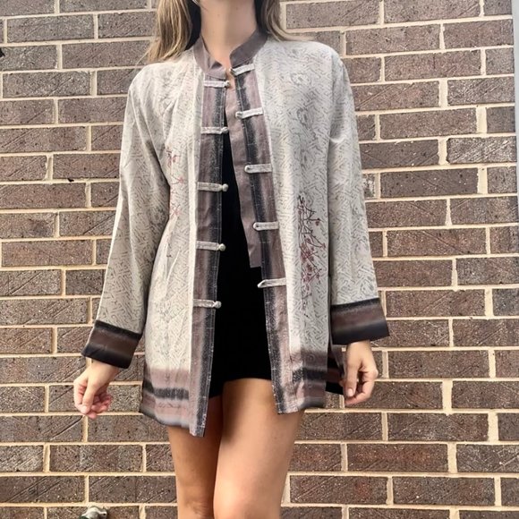 Chico's Design 100% Silk Tunic Top Asian Style Size 2 M/L - Picture 6 of 16